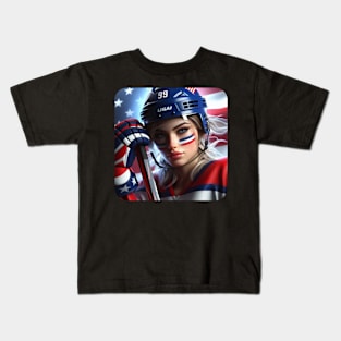 American Woman Ice Hockey Player #1 Kids T-Shirt